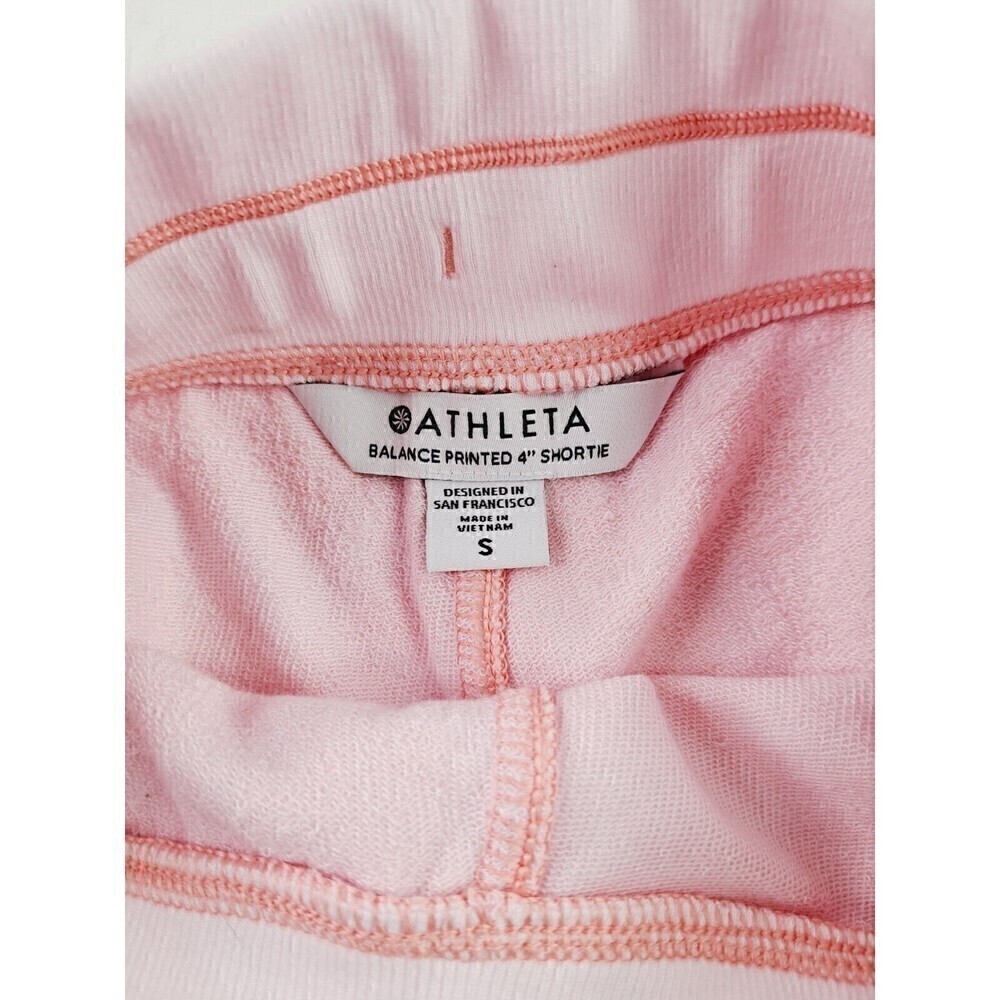 Athleta Balance Printed 4" Shortie Pink Tie Dye Drawstring Waist Pockets Size S - Picture 6 of 6
